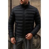 Comstar Erkek Kışlık Siyah Şişme Mont Slim Fit Düz Desenli Uzun Kol Casual Kullanım İçin