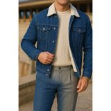 Comstar Erkek Kışlık Trend Günlük K.mavi Içi Kürklü Peluş Ceket - XL