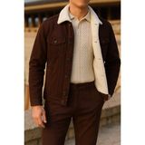 Comstar Erkek Kışlık Trend Günlük Kahve Içi Kürklü Peluş Ceket - 2XL