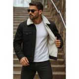 Comstar Erkek Kışlık Trend Içi Kürk Peluş Siyah Kot Ceket - 2XL
