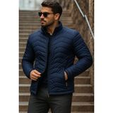 Comstar Erkek Kışlık Trend Lacivert Kapitone Şişme Mont - 4XL