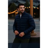 Comstar Erkek Lacivert Trend Dik Yaka Kışlık Şişme Mont Uzun Kol Slim Fit Tasarım - XL