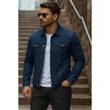 Comstar Erkek Mevsimlik Basic Günlük Trend Lacivert Kot Ceket - 2XL