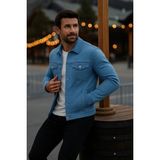 Comstar Erkek Mevsimlik Slim Fit Düğmeli Klasik B.mavi Kot Ceket