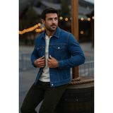 Comstar Erkek Mevsimlik Slim Fit Düğmeli Klasik K.mavi Kot Ceket - XL