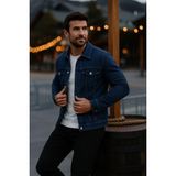 Comstar Erkek Mevsimlik Slim Fit Düğmeli Klasik Lacivert Kot Ceket