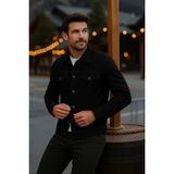 Comstar Erkek Mevsimlik Slim Fit Düğmeli Klasik Siyah Kot Ceket