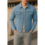 Comstar Erkek Mevsimlik Slim Fit Trend Klasik B.mavi Kot Ceket