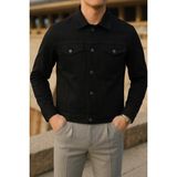 Comstar Erkek Mevsimlik Slim Fit Trend Klasik Siyah Kot Ceket