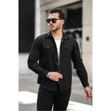 Comstar Erkek Mevsimlik Trend Cepli Çıtçıtlı Siyah Kot Gömlek - 2XL