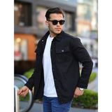 Comstar Erkek Oversize Geniş Kesim Denim Çift Cep Ceket Gömlek - Siyah