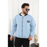 Comstar Erkek Oversize Günlük Bomber Jean B.mavi Fermuarlı Kot Ceket - Buz Mavi