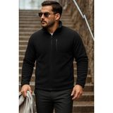 Comstar Erkek Siyah Polar Hırka Fermuarlı Cepli Günlük Kullanım İçin Orta Kalınlık Polyester - 2XL