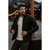 Comstar Erkek Siyah Trend Premium Şişme Mont Fermuarlı Slim Fit Özellikli Tüm Sezonlar İçin