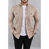 Comstar Erkek Slim Fit Çift Cepli Kot Gömlek - 4XL - Taş