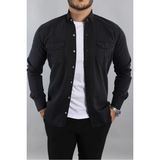 Comstar Erkek Slim Fit Çift Cepli Kot Gömlek - Antrasit