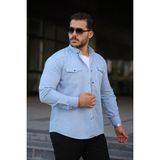 Comstar Erkek Slim Fit Çift Cepli Kot Gömlek - Bebe Mavisi