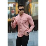 Comstar Erkek Slim Fit Çift Cepli Kot Gömlek - Pudra
