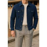 Comstar Erkek Slim Fit Lacivert Denim Ceket Mevsimlik Trend Basic Tasarım Özellikleriyle - 2XL