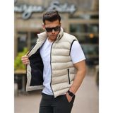 Comstar Erkek Slim Fit Siyah Şişme Yelek Gömlek Yaka ile Şık Dokuma Tasarım - Krem