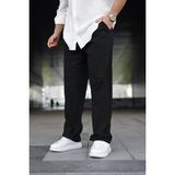 Comstar Erkek Trend Basic Bol Paça Siyah Baggy Keten Pantolon - 6XL