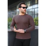 Comstar Erkek Trend Basic Slim Fit Bisiklet Yaka Kahve Kazak - Kahverengi