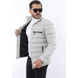 Comstar Erkek Trend Fermuarlı Şık Gri Şişme Mont - 3XL