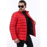 Comstar Erkek Trend Fermuarlı Şık Kırmızı Şişme Mont - 3XL