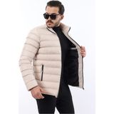 Comstar Erkek Trend Fermuarlı Şık Krem Şişme Mont - 3XL