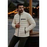 Comstar Erkek Trend Günlük Dik Yaka Kışlık Krem Şişme Mont - 2XL