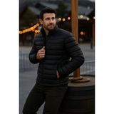 Comstar Erkek Trend Günlük Dik Yaka Kışlık Siyah Şişme Mont - XL