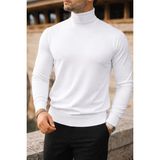 Comstar Erkek Trend Kışlık Boğazlı Beyaz Triko Kazak - 2XL