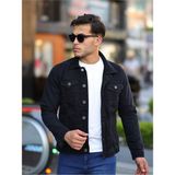 Comstar Erkek Trend Polo Yaka Slim Fit Denim Jeans A.siyah Kot Ceket
