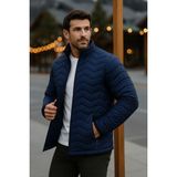 Comstar Erkek Trend Premium Lacivert Şişme Mont Slim Fit Özellikli Günlük Kullanım İçin