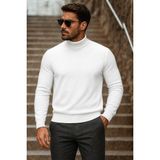 Comstar Erkek Yarım Boğazlı Premium Beyaz Triko Kazak - 2XL