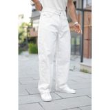 Comstar Erkek Yüksek Bel Bol Paça Günlük Beyaz Baggy Pantolon - 30
