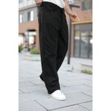 Comstar Erkek Yüksek Bel Bol Paça Günlük Siyah Baggy Pantolon - 33