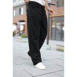 comstar Erkek Yüksek Bel Bol Paça Günlük Siyah Baggy Pantolon