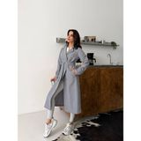 Comstar Kadın Klasik Cepli Kuşaklı Trend Midi Gri Trençkot - 48