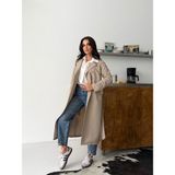 Comstar Kadın Klasik Cepli Kuşaklı Trend Midi Krem Trençkot - 40