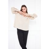 Comstar Kadın Trend Balon Kol Oversize Krem Şık Bluz Gömlek - 36
