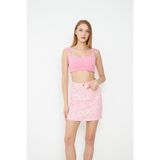 Comstar Leopar Desenli Mini Kot Etek - Pembe - 34