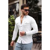 Comstar Slim Fit Çıtçıtlı Çift Cep Kot Gömlek - Beyaz - 2XL