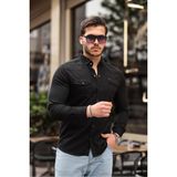 Comstar Slim Fit Çıtçıtlı Çift Cep Kot Gömlek - Siyah