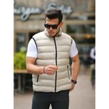 Comstar Slim Fit Erkek Siyah Şişme Yelek Gömlek Yaka ile Konforlu ve Şık Kullanım - Krem
