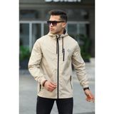 Comstarmoda Erkek Içi Astarlı Suya Dayanıklı Kapüşonlu Cepli Yağmurluk - 2XL - Taş