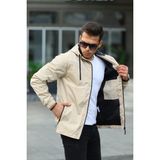Comstarmoda Erkek Içi Astarlı Suya Dayanıklı Kapüşonlu Cepli Yağmurluk - 3XL - Gri - Koyu Gri