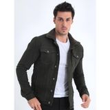 Comstarmoda Erkek Içi Kürklü Kot Ceket - Haki - Haki - XL