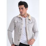 Comstarmoda Erkek Içi Kürklü Kot Ceket - Taş Rengi