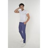 Comstarmoda Erkek Slim Fit Dar Kesim Örgü Kumaş Yan Cep Koton Chino Pantolon - A. Mavi - 32